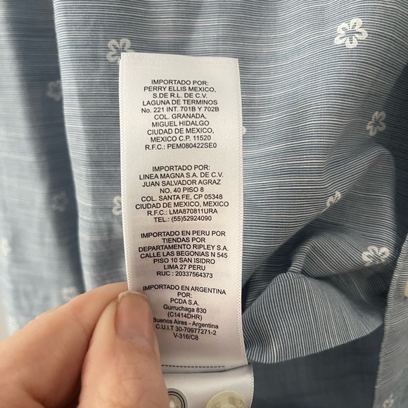 Original Penguin Blue Patterned Men's Cotton Buttondown Shirt Size M EUC - Picture 6 of 7